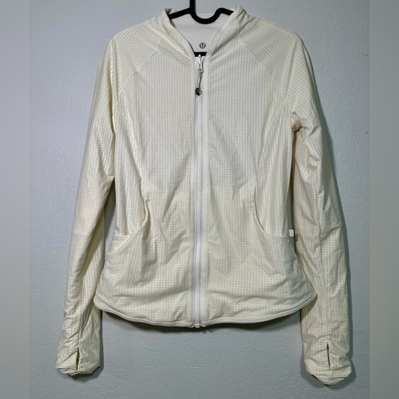 Lululemon Reversible Jacket Off White Perforated Zip-Up Womens 4 - Picture 6 of 9
